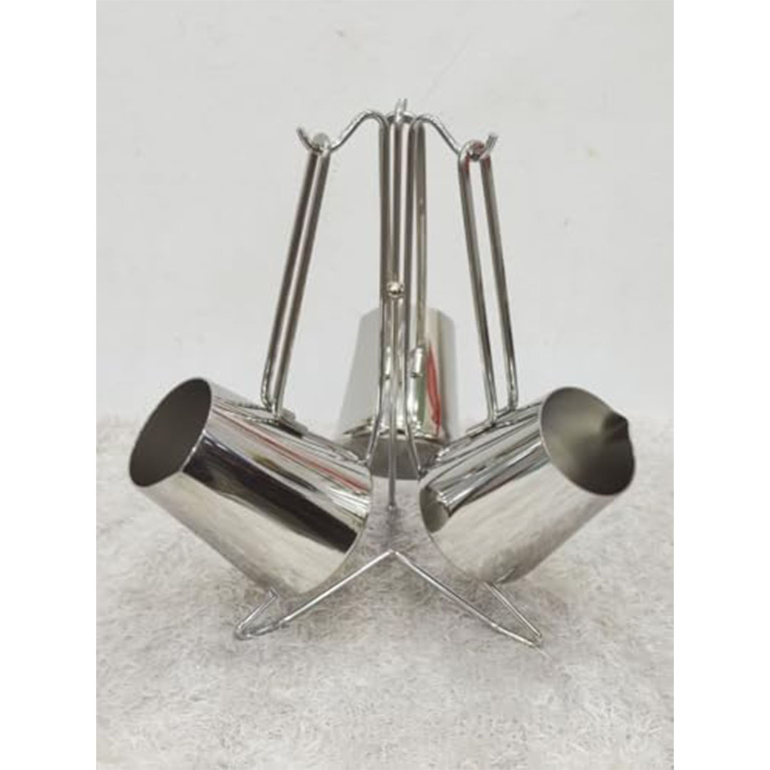 طقم كنكة قهوة تركي استانلس مع حامل - ٣ قطع