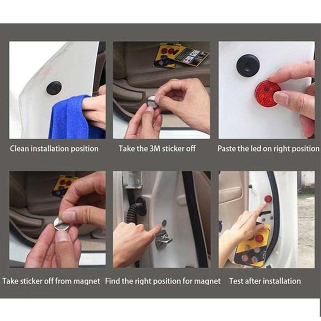 طقم انذار ضوء ليد متحركة لابواب السيارة - 2 قطعة - أحمر