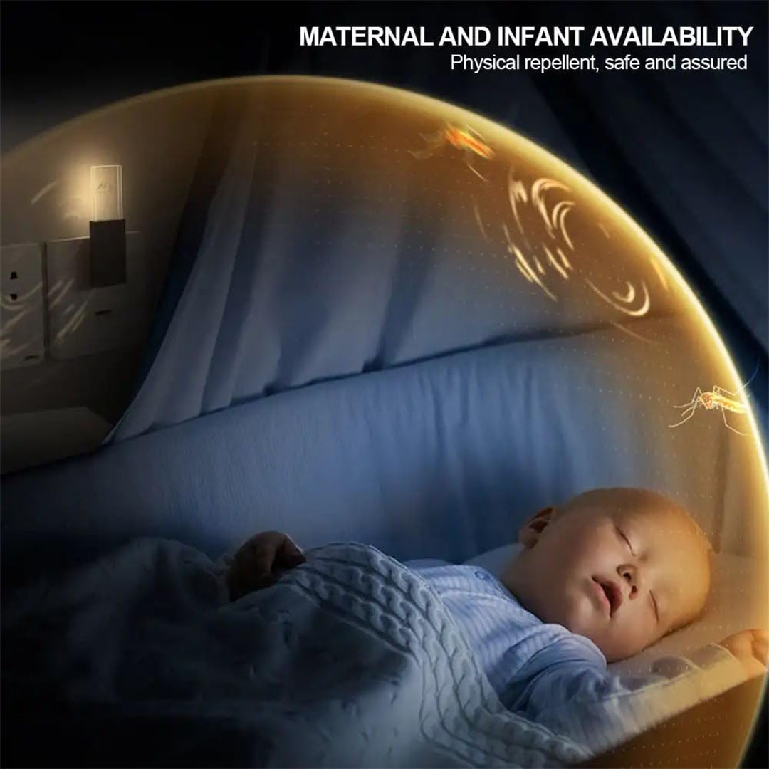 طارد الحشرات بالموجات فوق الصوتية ضوء ليلي - أبيض