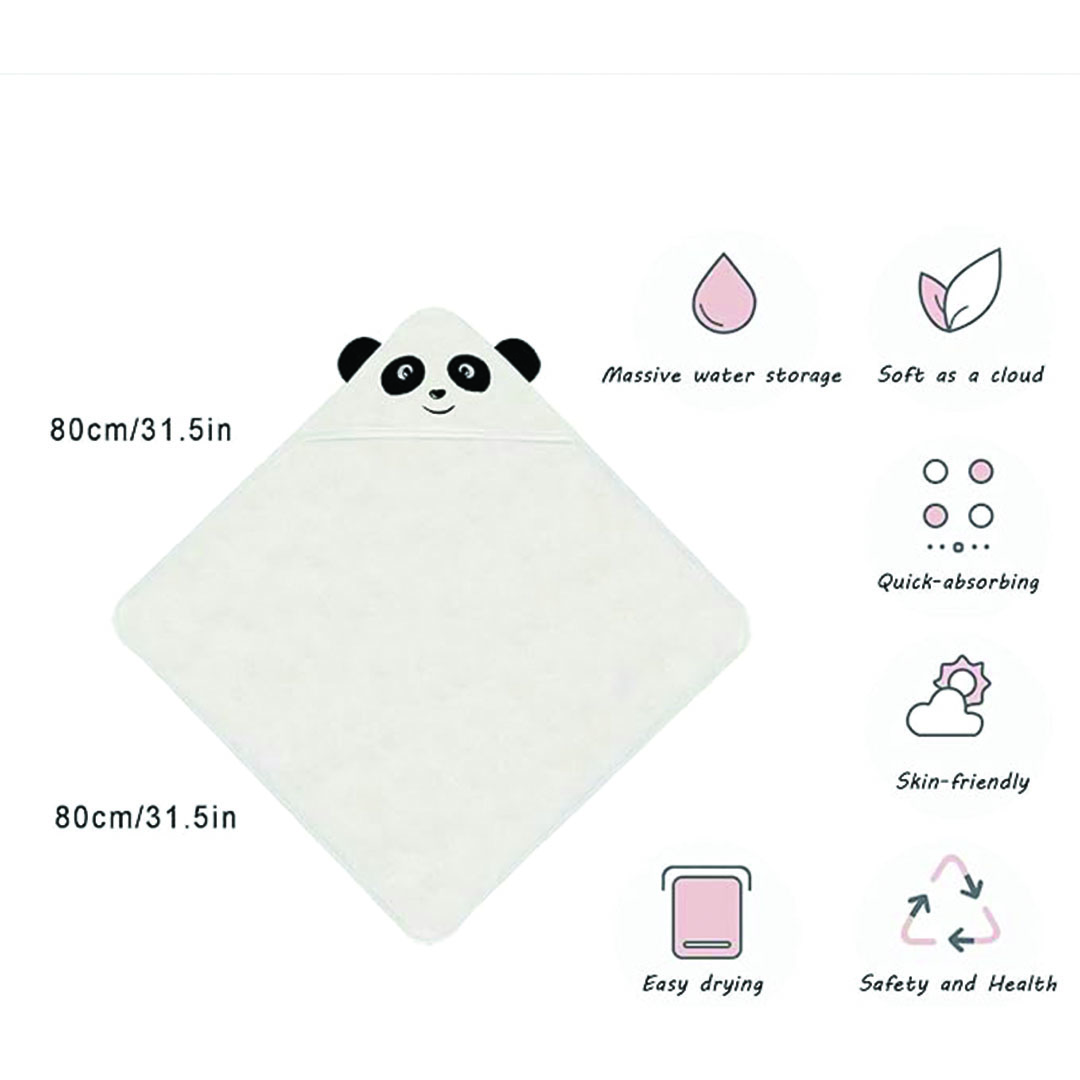 فوطة أطفال بغطاء للرأس للأطفال حديثي الولادة - أبيض