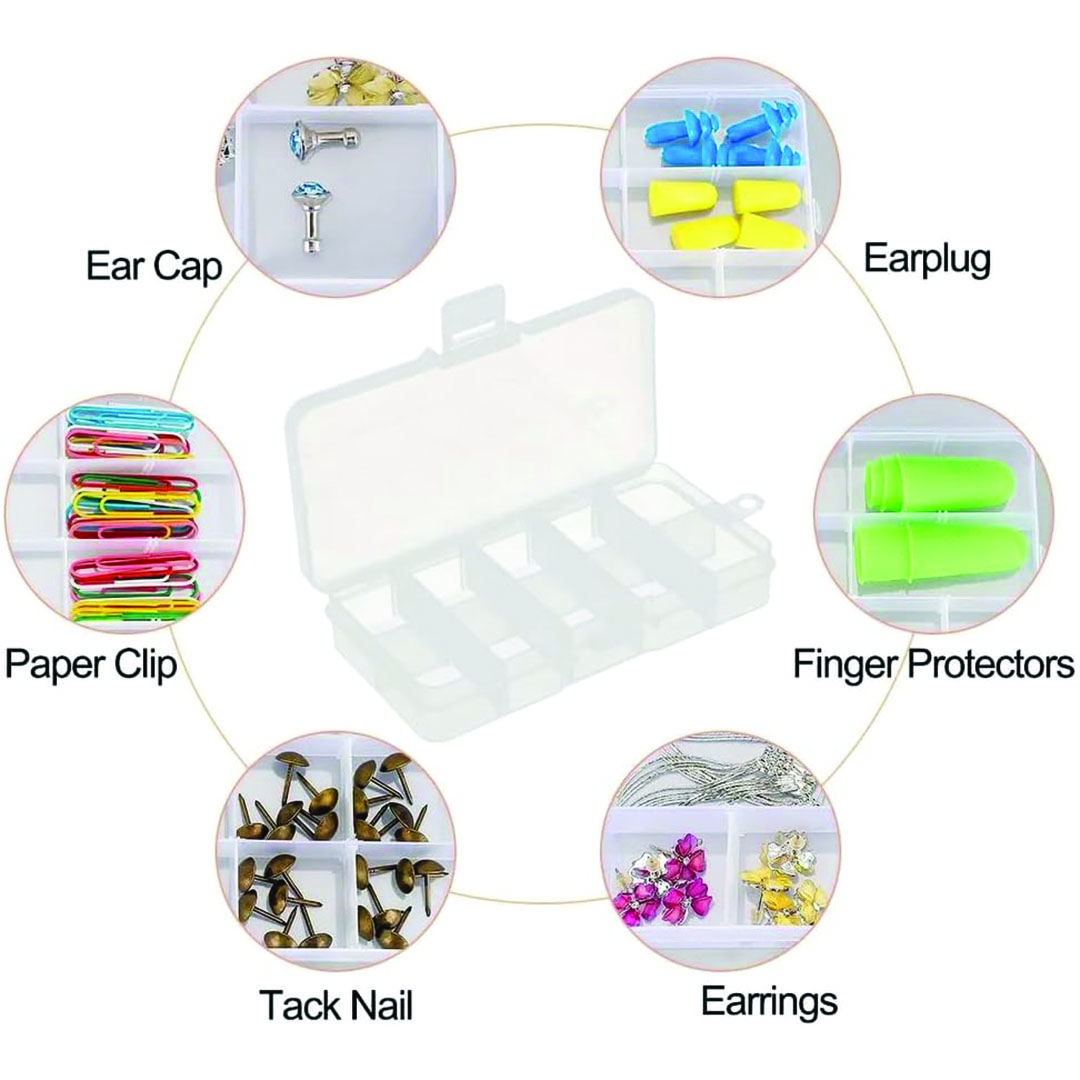 صندوق تخزين للأعمال اليدويه - 10 قسم - شفاف