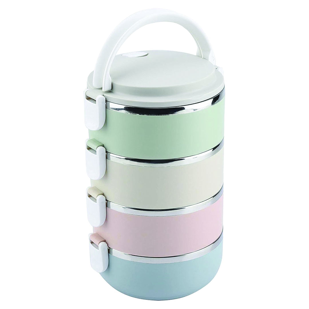 علب حفظ الطعام ستانلس ستيل - 4 دور - متعدد الألوان