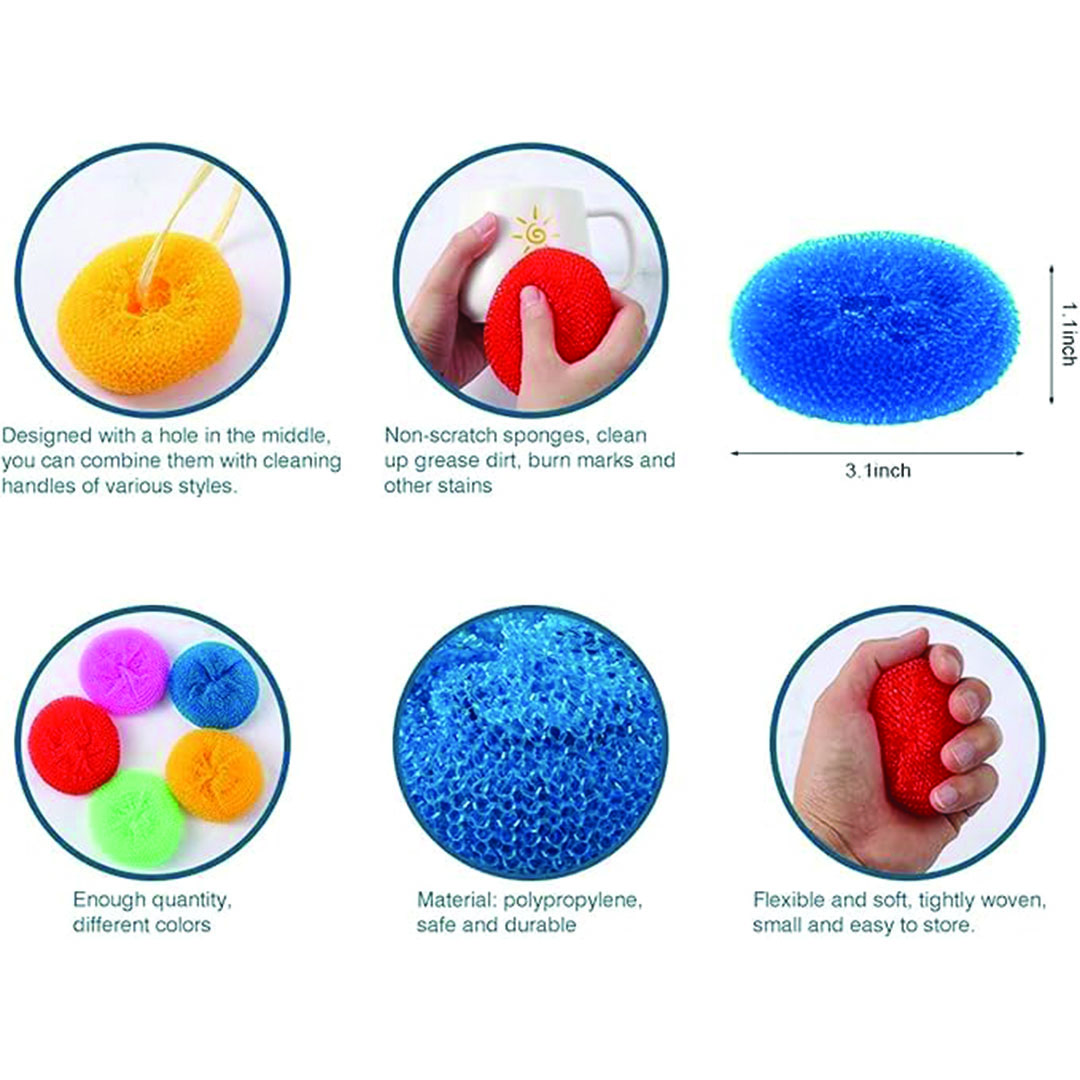 ليفة غسيل المواعين - 5 قطع - متعدد الألوان
