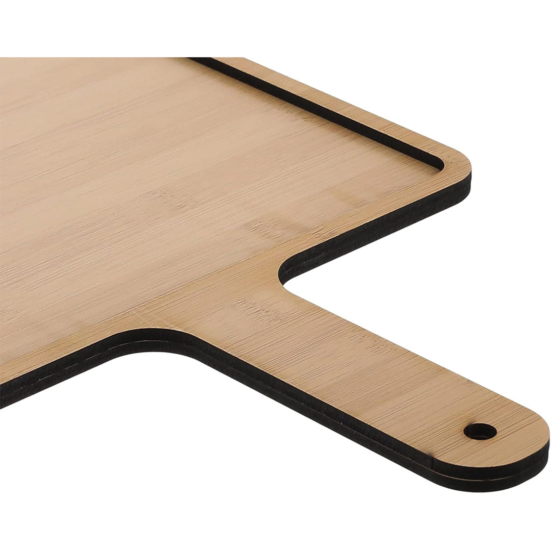 طبق خشبي للوجبات الخفيفة مع مقبض - بني