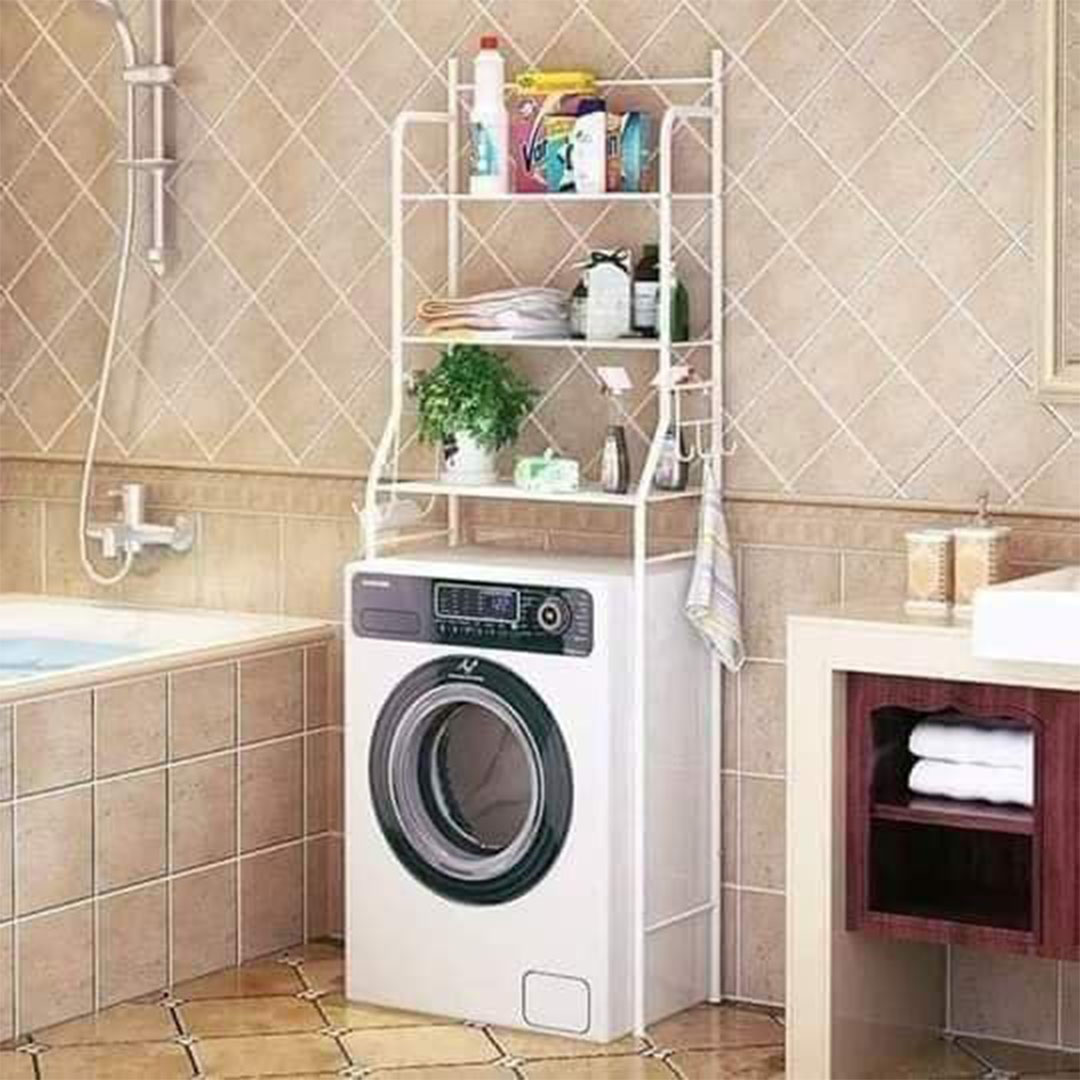 منظم غسالة معدنية - 3 رفوف - أبيض