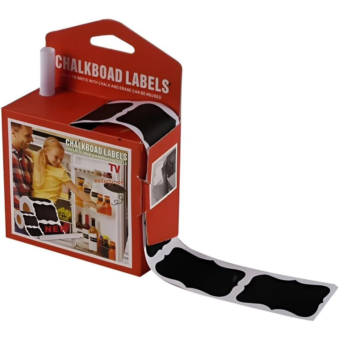 ملصق بخلفية سوداء للبرطمانات والعلب قابل للإزالة وإعادة الاستخدام ومقاوم للماء