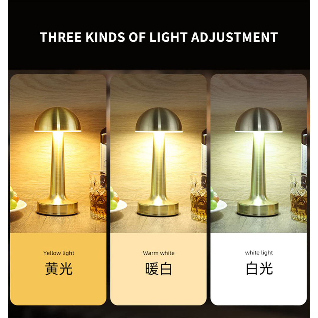 اباجورة LED لاسلكية 3 الوان إضاءة - ذهبي