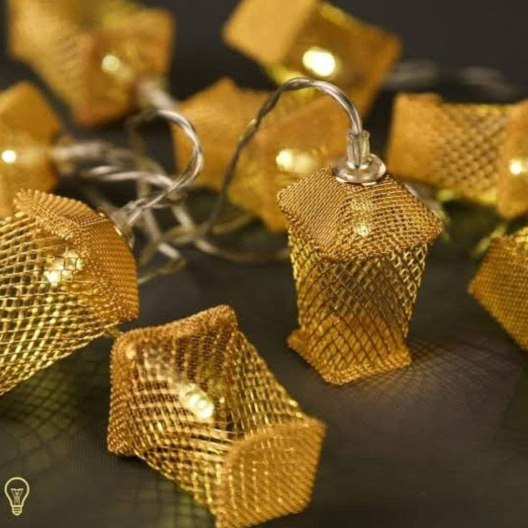 فرع زينة رمضان شكل فوانيس - 3 متر - ذهبي