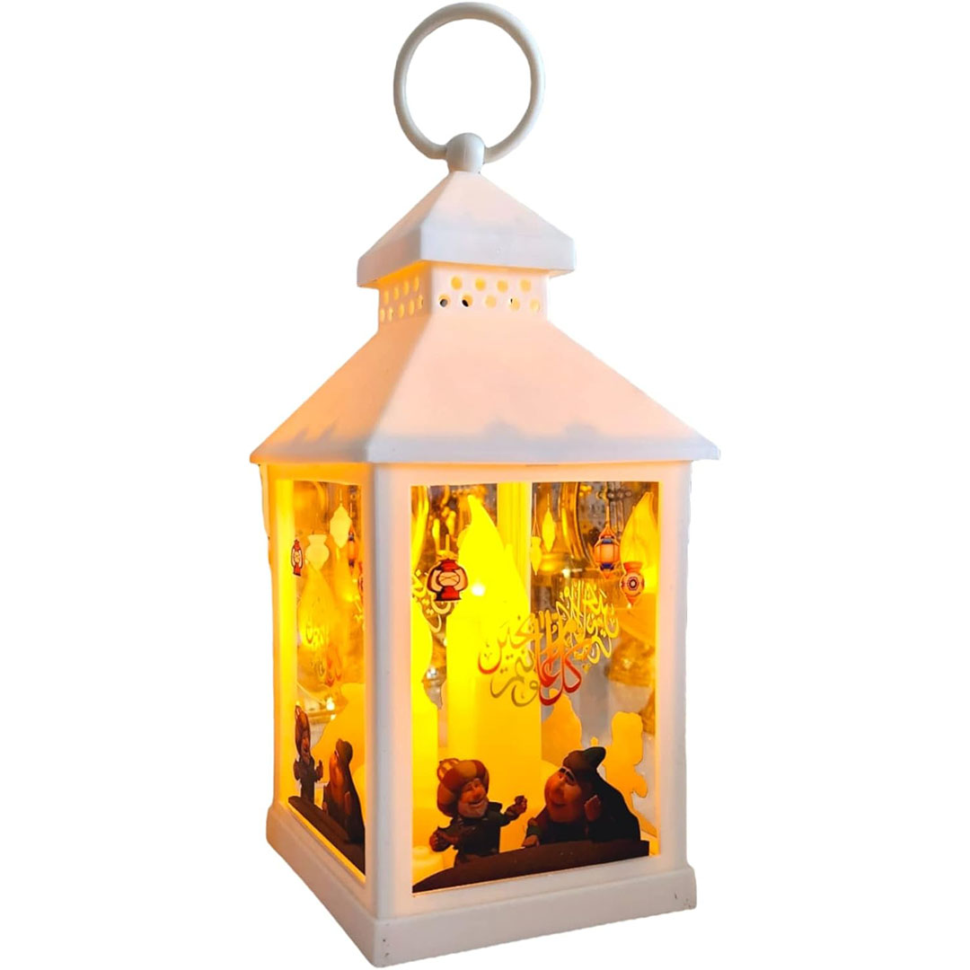 فانوس LED - حجم 25 × 13 سم - 3 شمعه - أبيض