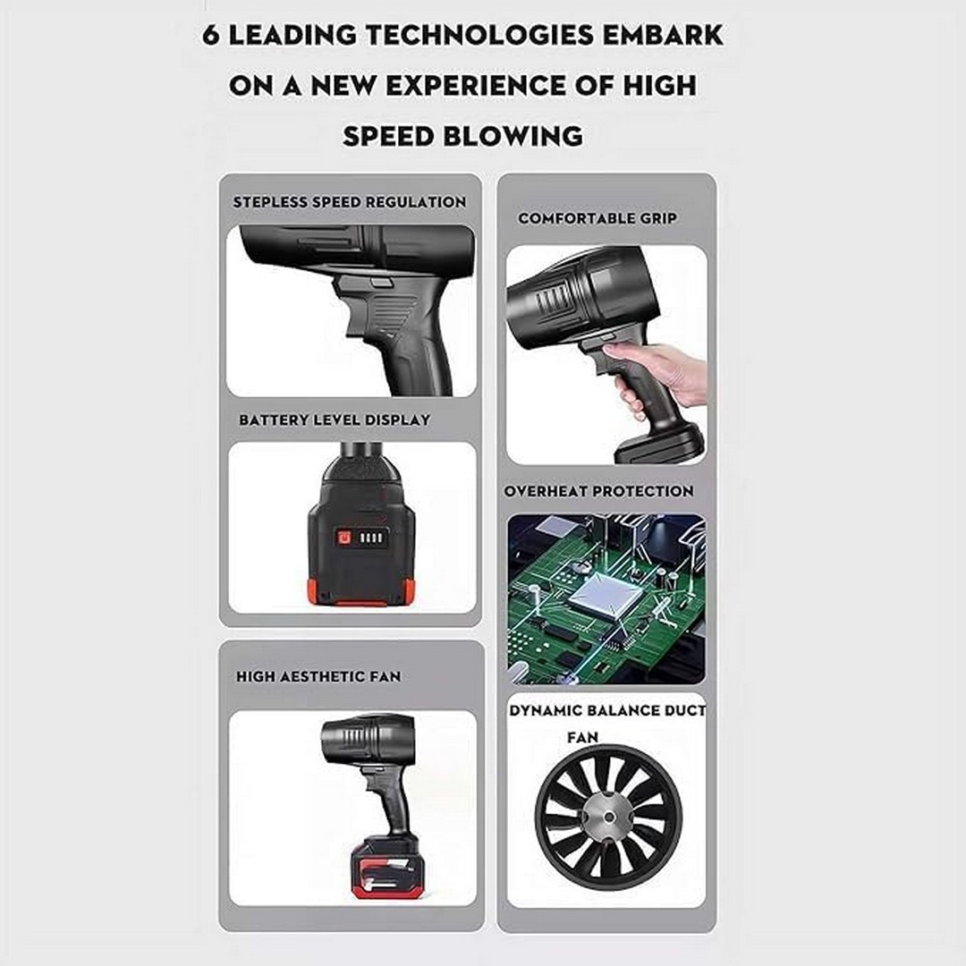 منفاخ هواء كهربائي قابل للشحن - 1050 وات - أسود