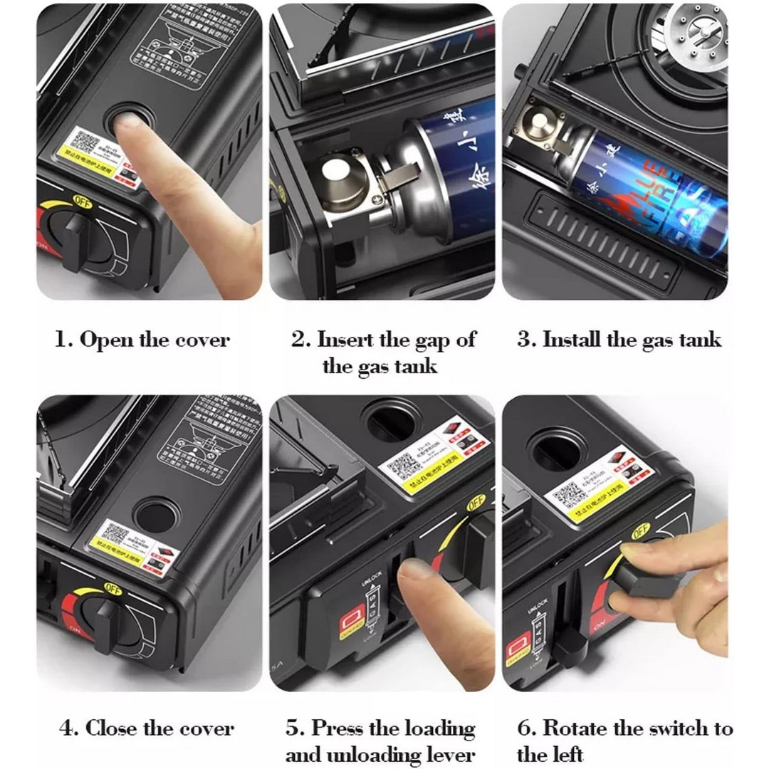 موقد تخييم غاز - أسود