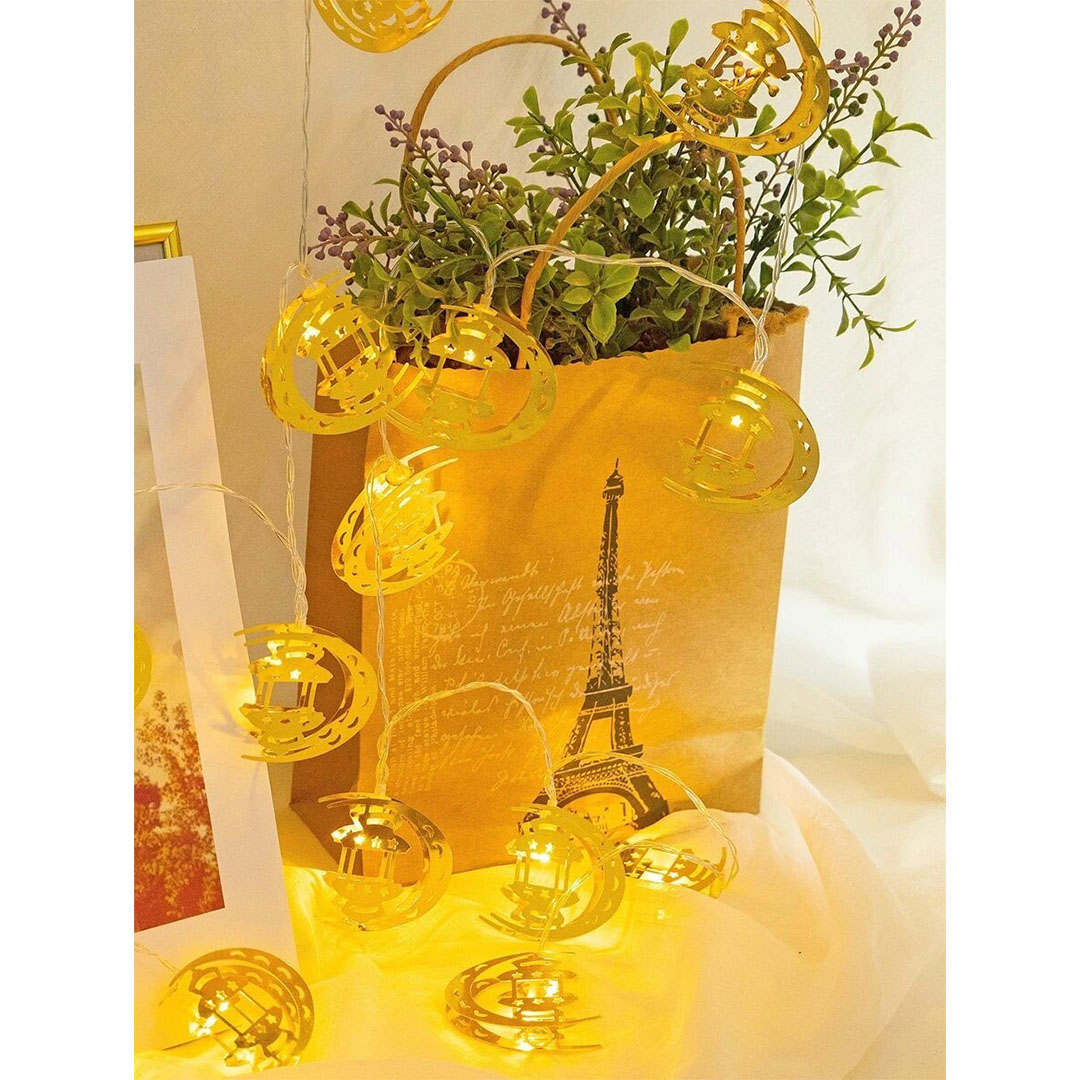 شريط اضاءة نحاسي - شكل هلال و فانوس - 3 متر