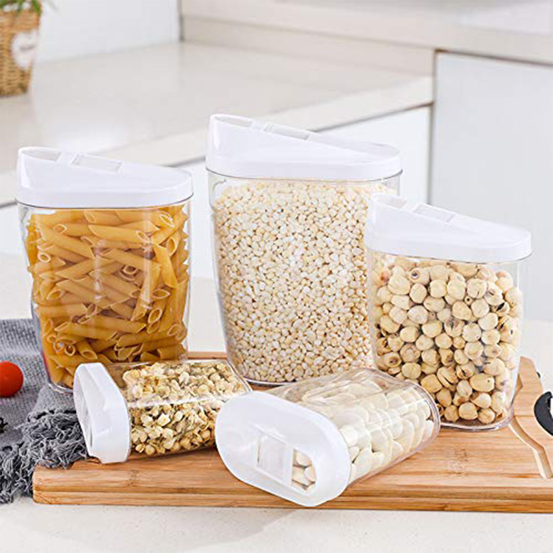 طقم علب حفظ طعام محكمة الغلق - شفافة - 5 قطع
