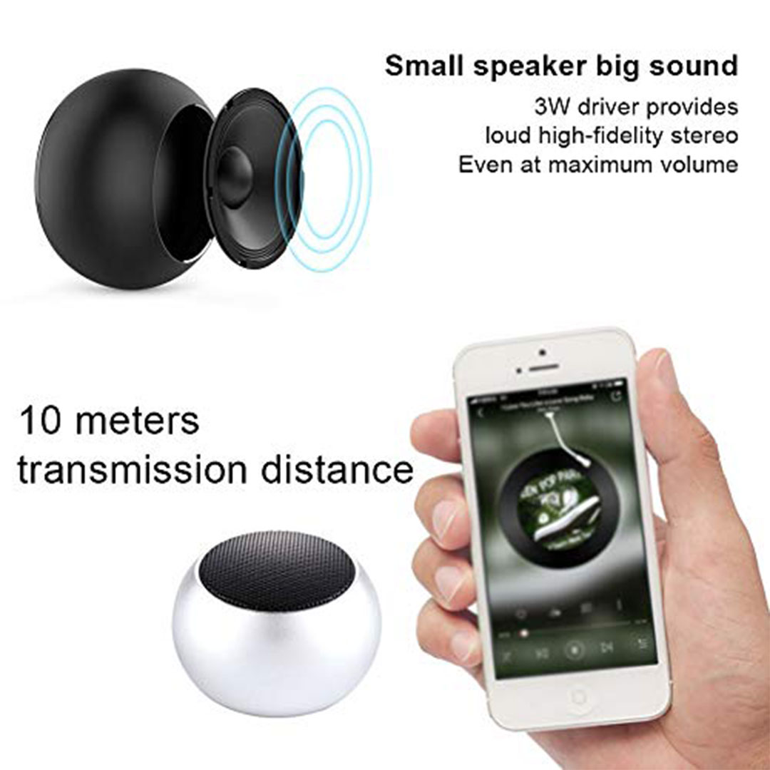 مكبر صوت بلوتوث صغير بصوت محيطي ٣٦٠ درجة - أسود