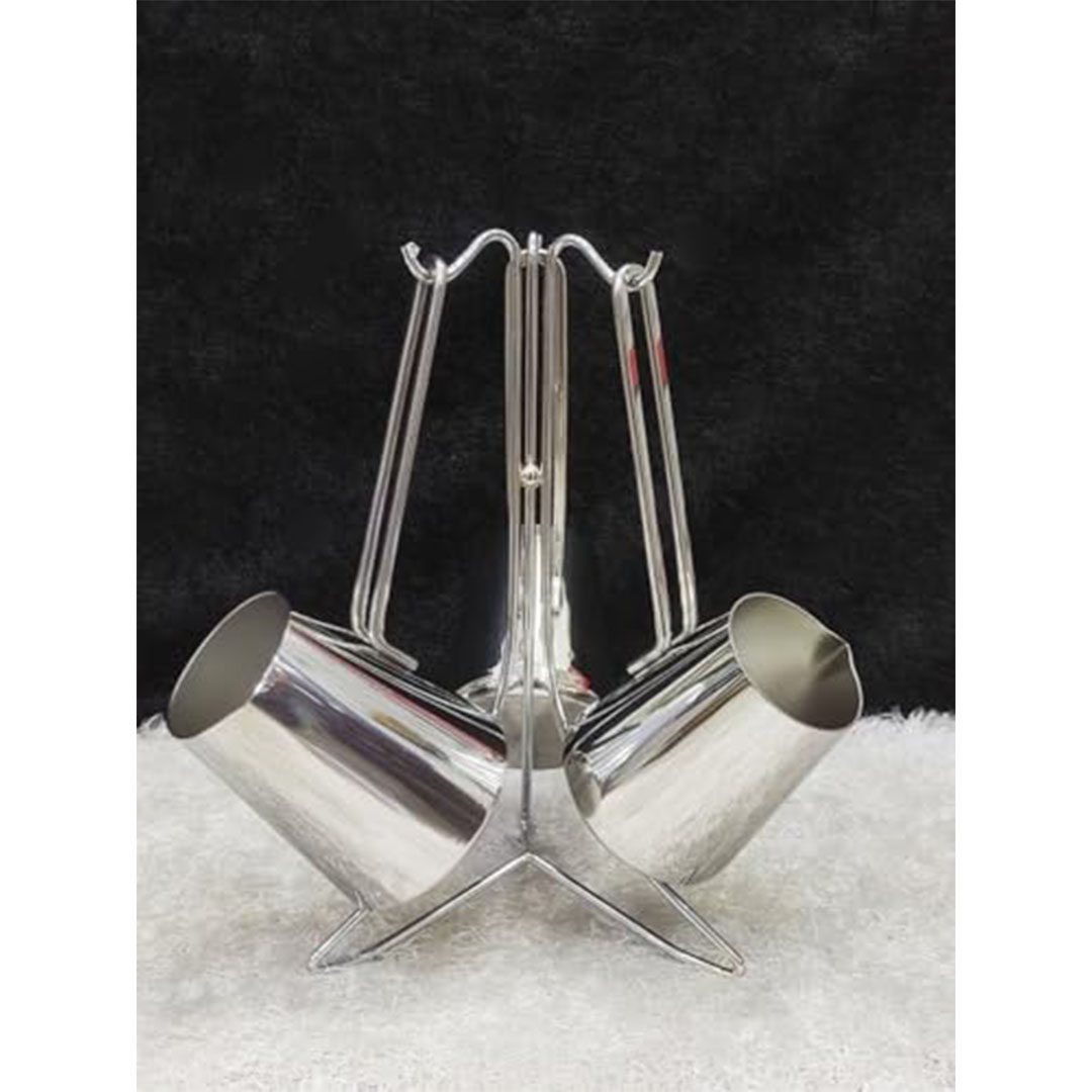 طقم كنكة قهوة تركي استانلس مع حامل - ٣ قطع