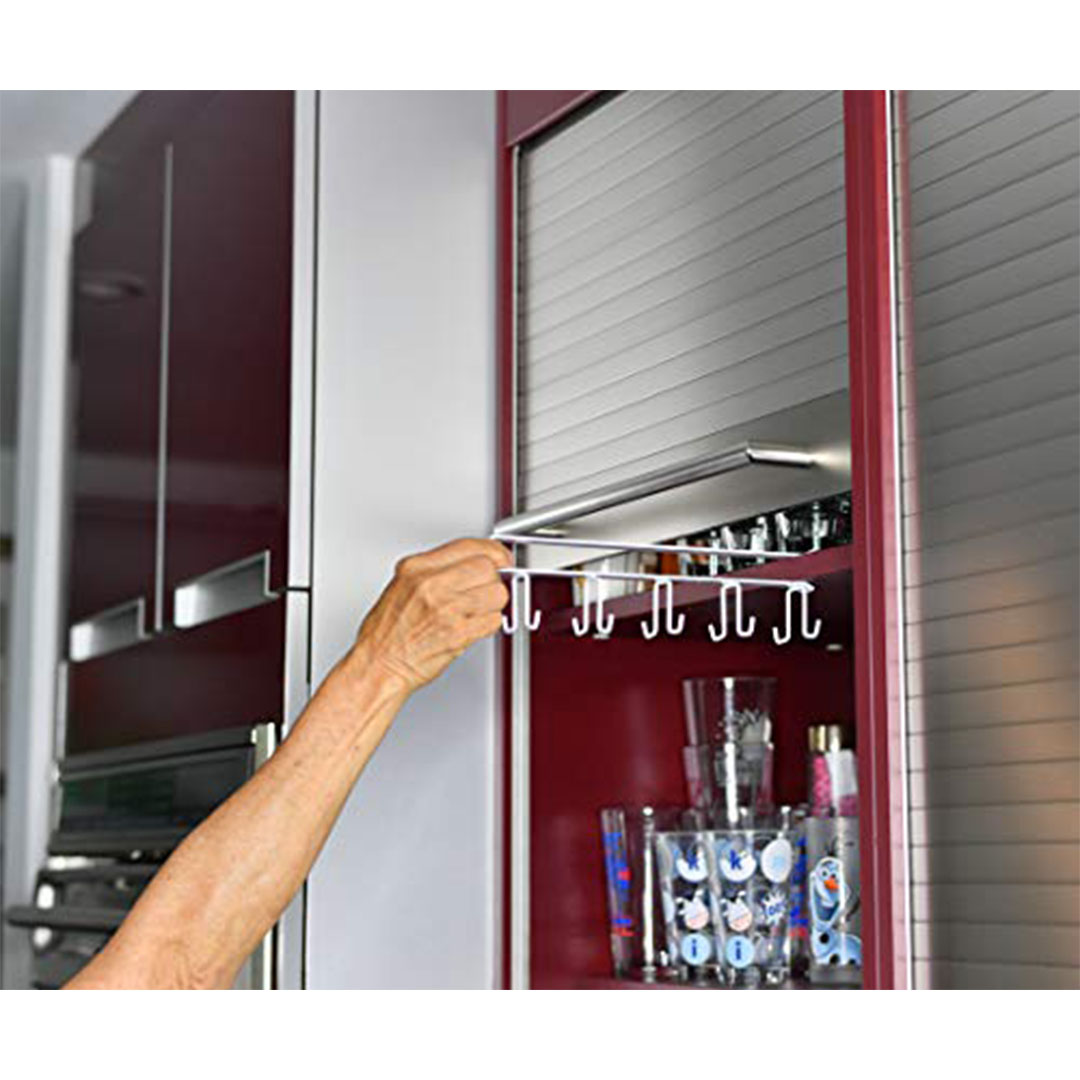 منظم تعليق أكواب بدون مسامير - أبيض