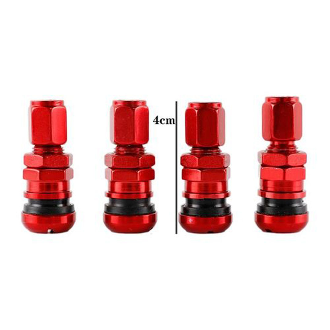 طقم بلف الومنيوم للعجلة السيارة - 4 قطع - أحمر