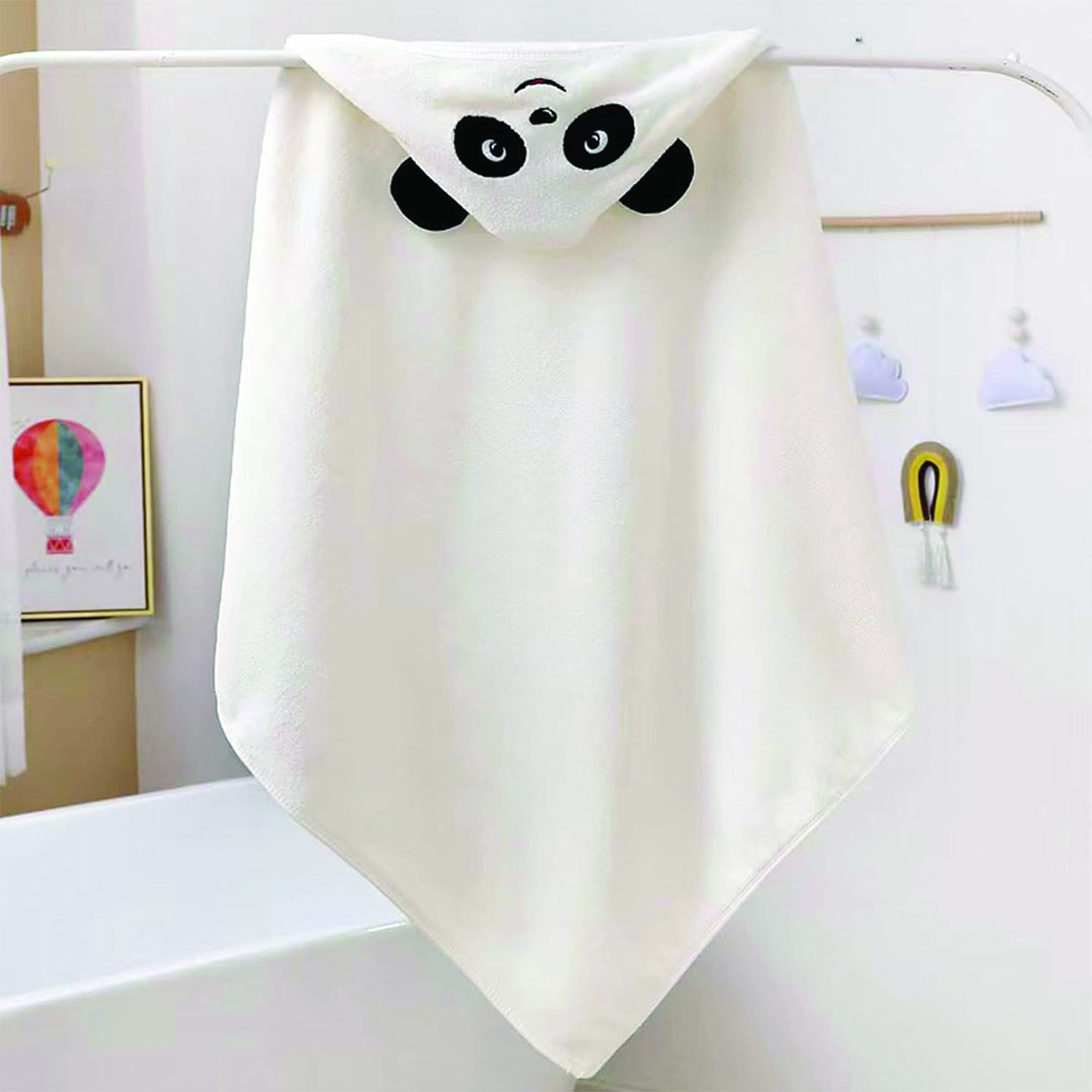 فوطة أطفال بغطاء للرأس للأطفال حديثي الولادة - أبيض