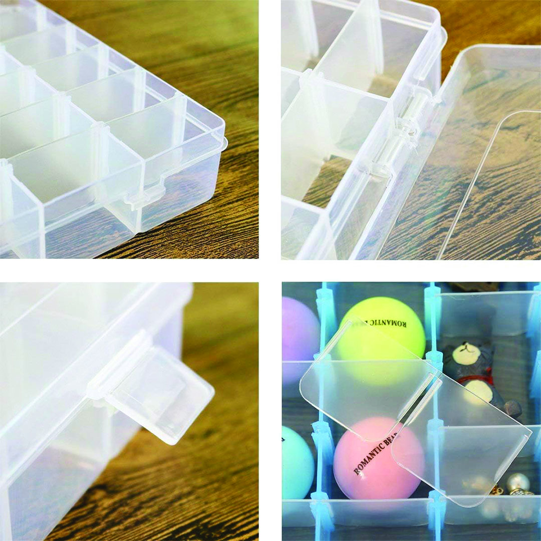 صندوق تخزين للأعمال اليدويه - 15 قسم - شفاف