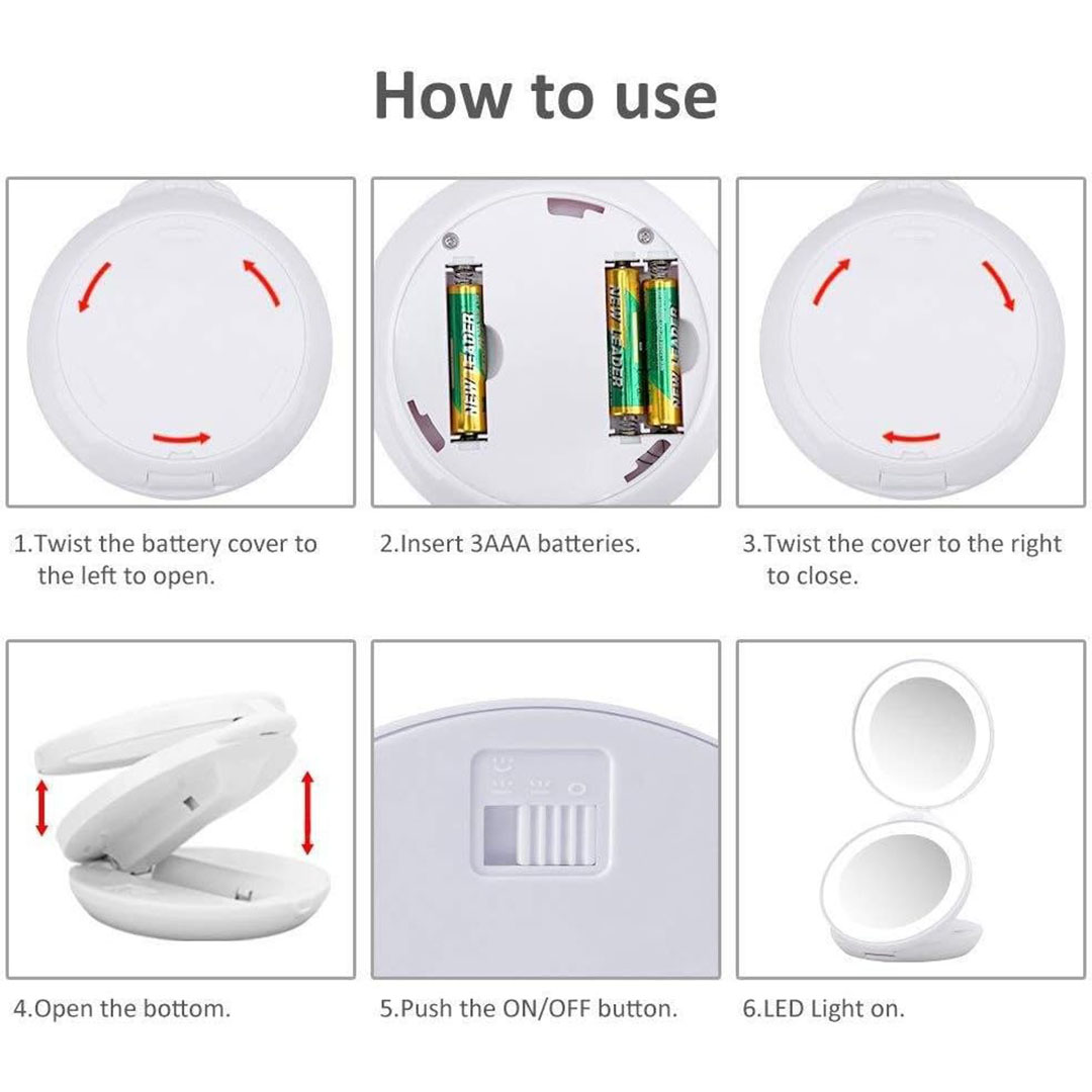 مرآة تكبير مزدوجة - 10X - أبيض