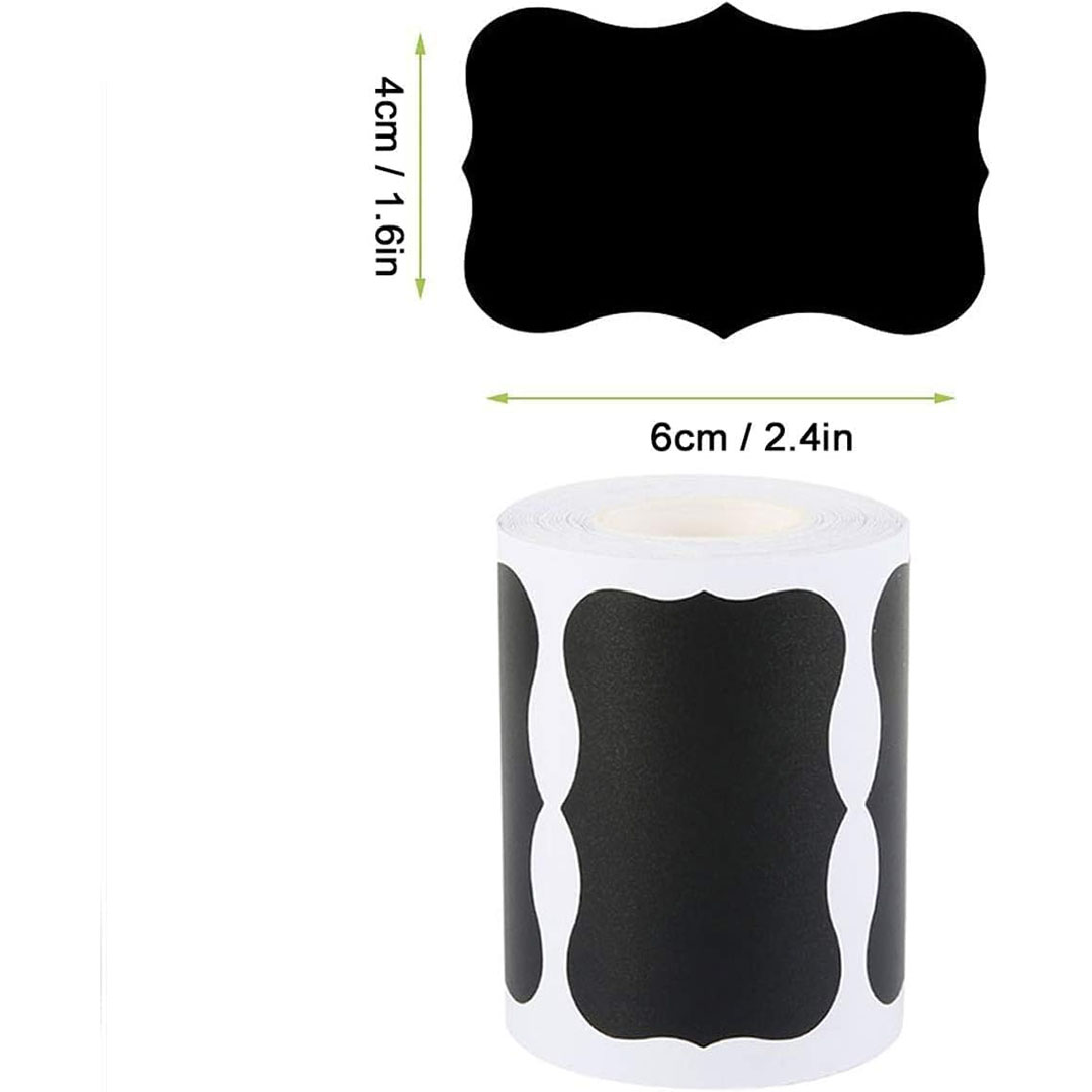 ملصق بخلفية سوداء للبرطمانات والعلب قابل للإزالة وإعادة الاستخدام ومقاوم للماء