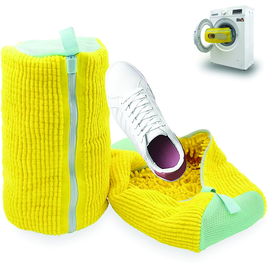 اكياس غسيل شبكية لتنظيف الاحذية قابلة لاعادة الاستخدام - أصفر