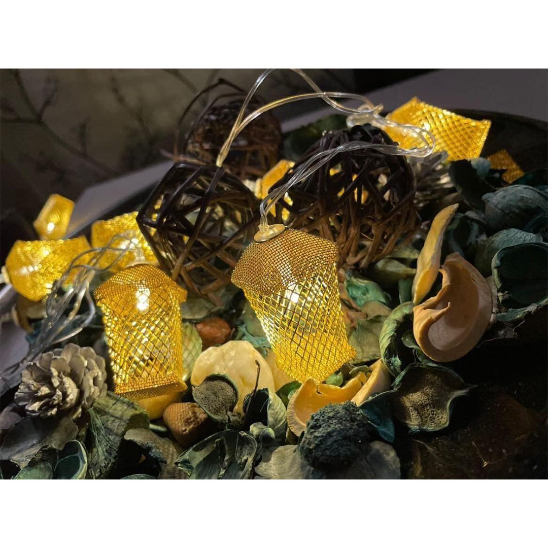 فرع زينة رمضان شكل فوانيس - 3 متر - ذهبي