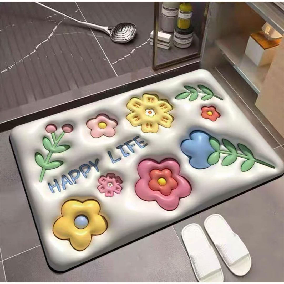 سجادة حمام ثلاثية الأبعاد - ورد