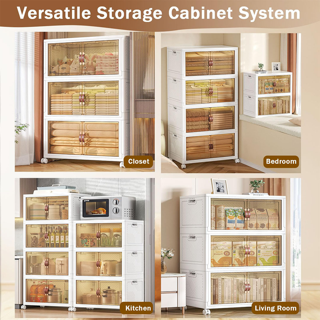 دولاب تخزين قابل للفك و التركيب - 4 دور - أبيض