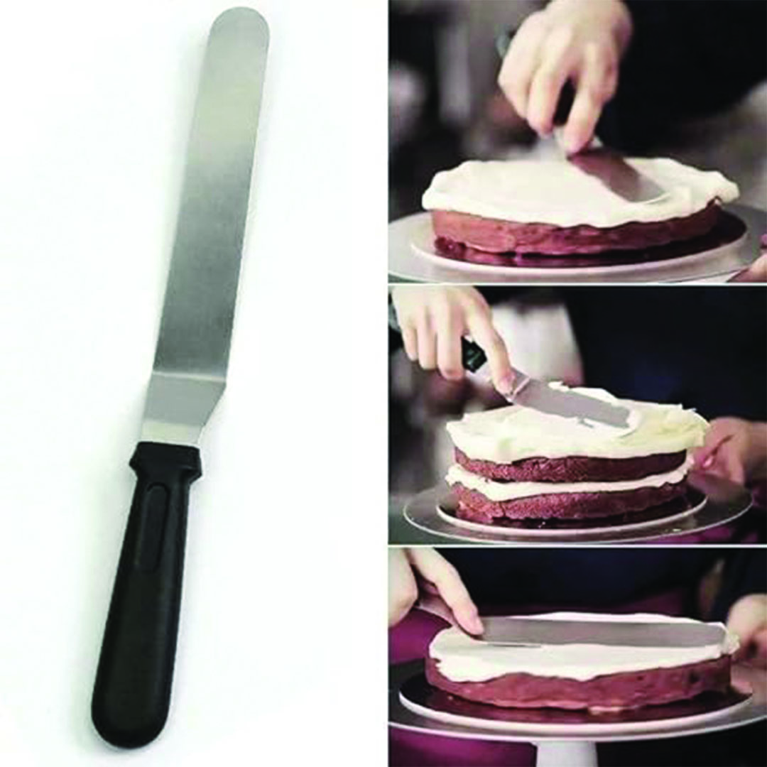سكينة تقطيع وصنع الكيك من الأستانلس ستيل - متعدد الألوان
