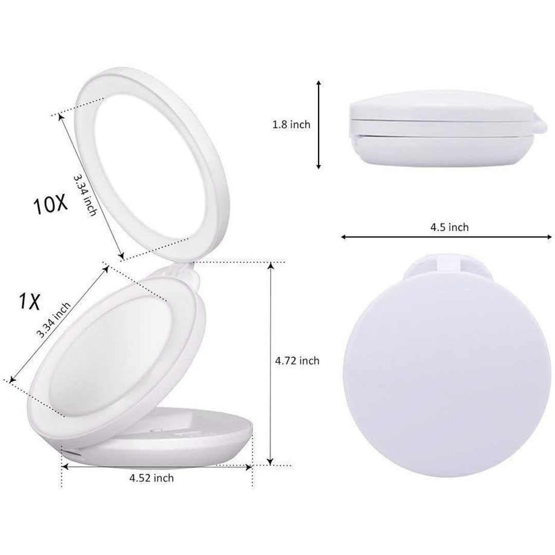 مرآة تكبير مزدوجة - 10X - أبيض