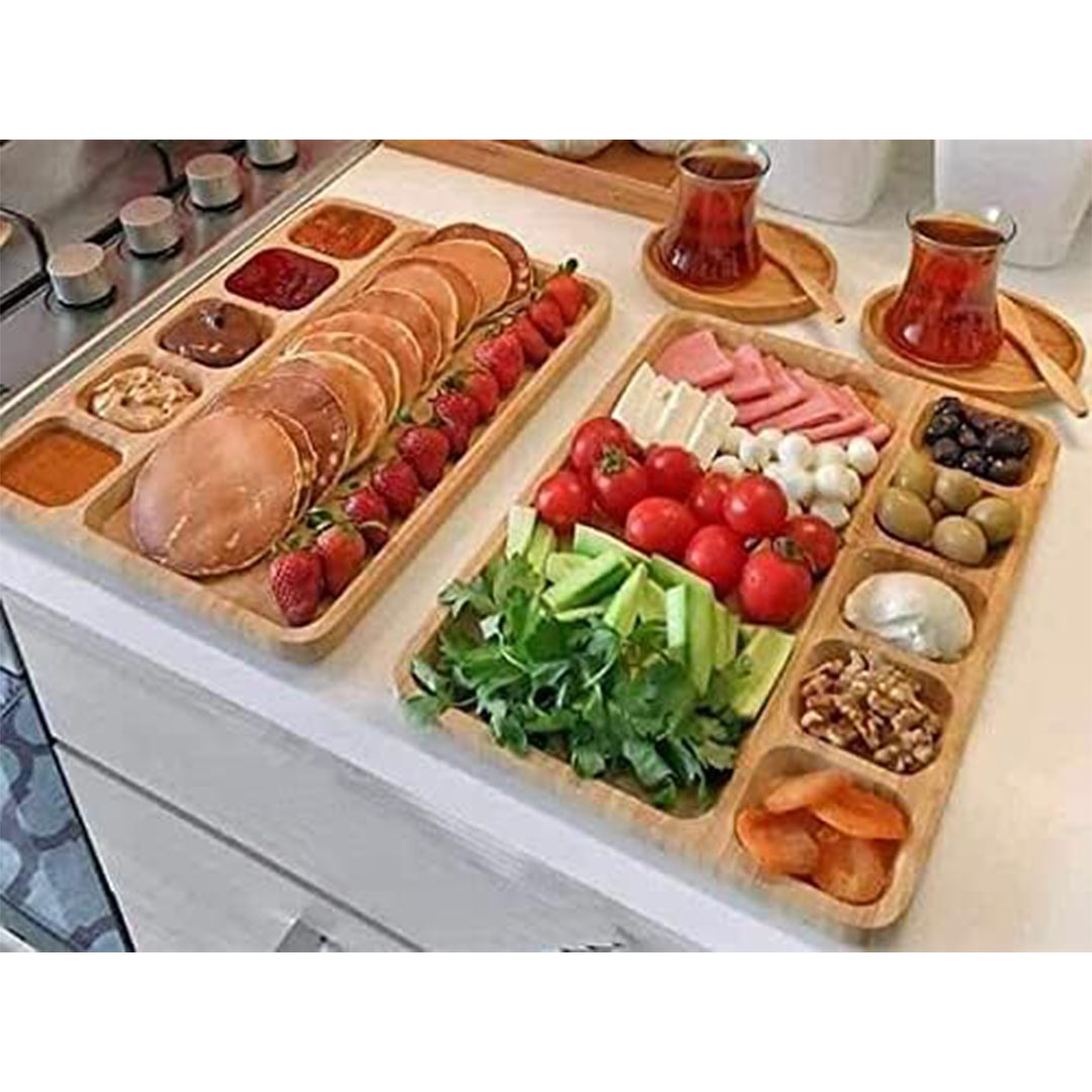 صواني وأطباق مقسمة - بني