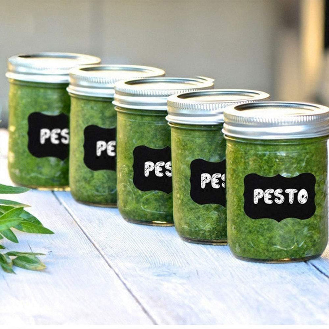 ملصق بخلفية سوداء للبرطمانات والعلب قابل للإزالة وإعادة الاستخدام ومقاوم للماء