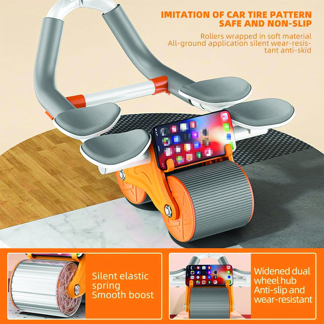 عجلة تدوير لتمارين البطن مزود بدعامة للكوع - متعدد الألوان