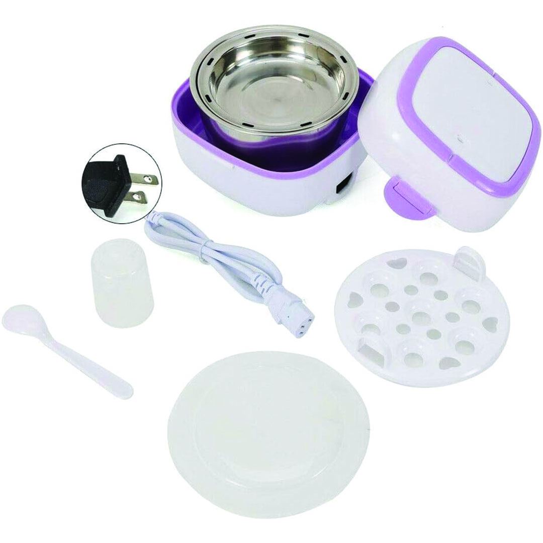 جهاز طهي الأرز الكهربائي المحمول - أبيض/موف