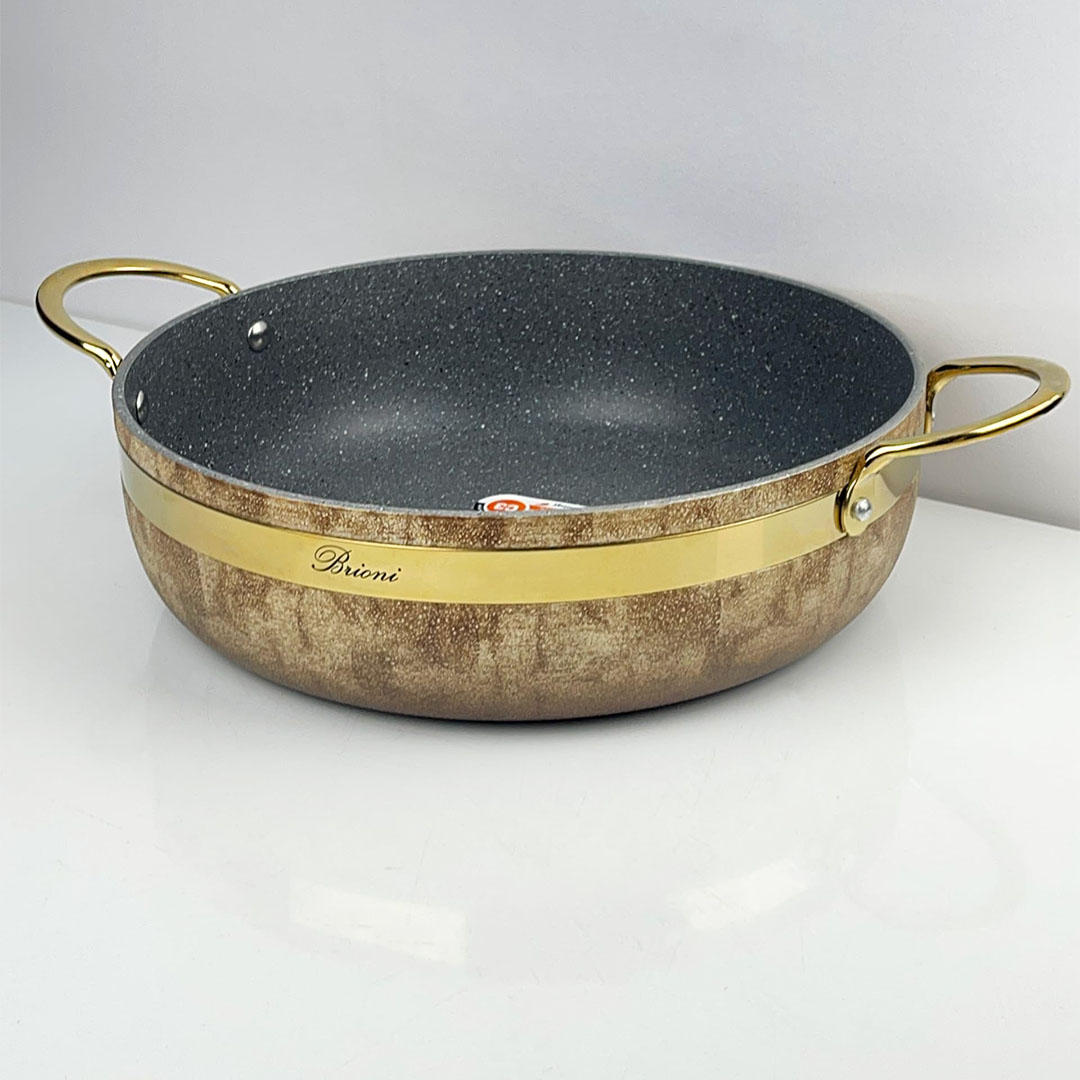 طقم حلل جرانيت بريوني - 12 قطعة - ذهبي