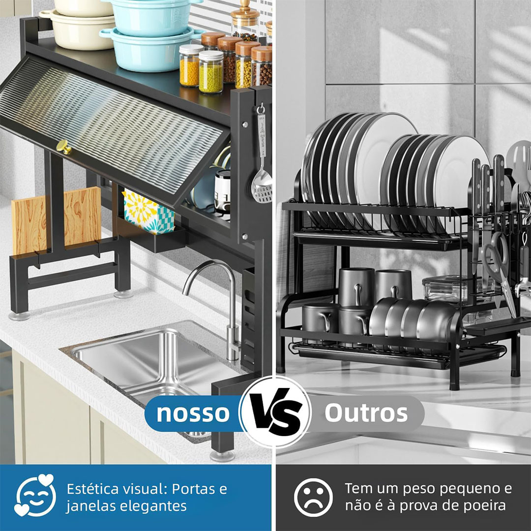 مطبقية حوض ستانلس - 85.09 × 30.99 × 80.01 سم - اسود