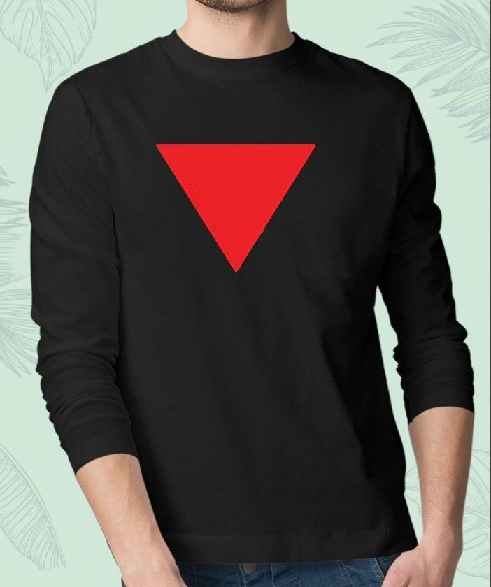 سويت شيرت رجالي شكل مثلث - أسود/أحمر