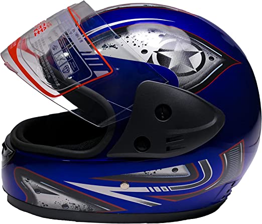 خوذة موتوسيكل مع غطاء رقبة - اسود/ازرق - MC010