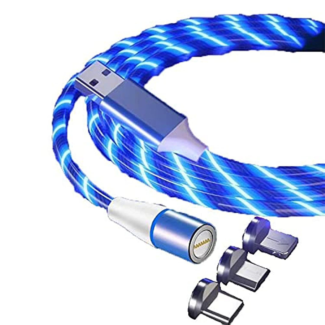 كابل شاحن مغناطيسي مضئ 3*1 - 1 متر