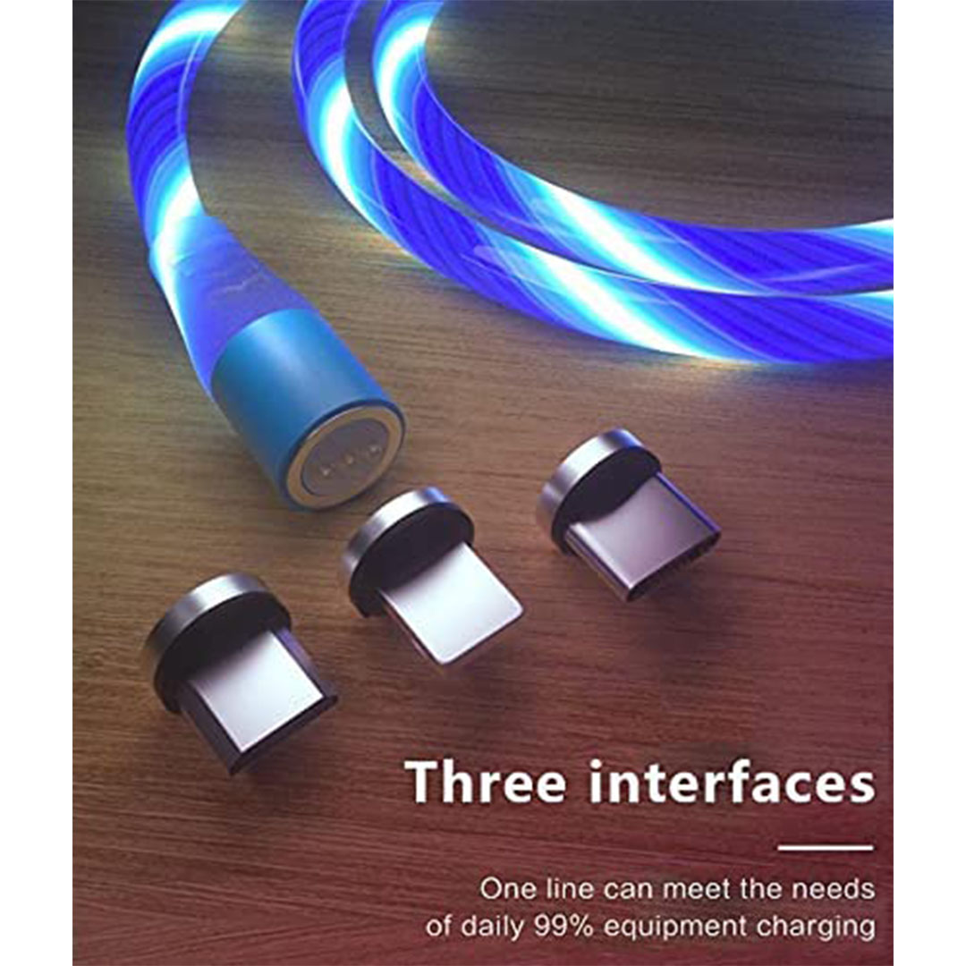 كابل شاحن مغناطيسي مضئ 3*1 - 1 متر