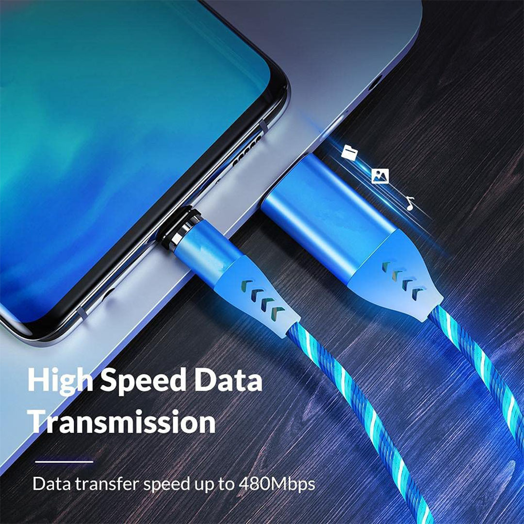 كابل شاحن مغناطيسي مضئ 3*1 - 1 متر