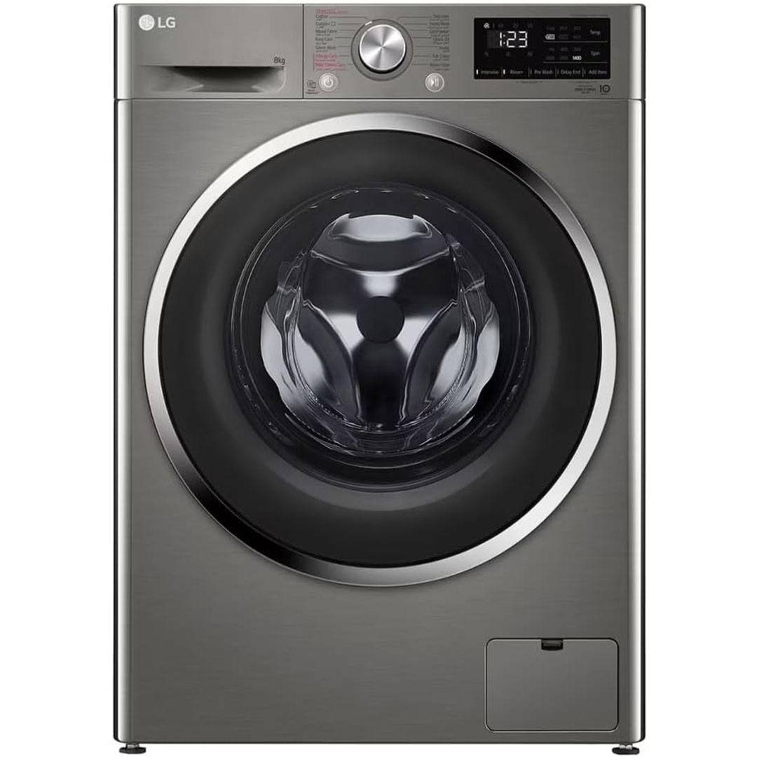 غسالة ملابس ال جي فول اوتوماتيك بتقنية الانفرتر تحميل امامي - 8 كجم - فضي - F4R3TYGCP