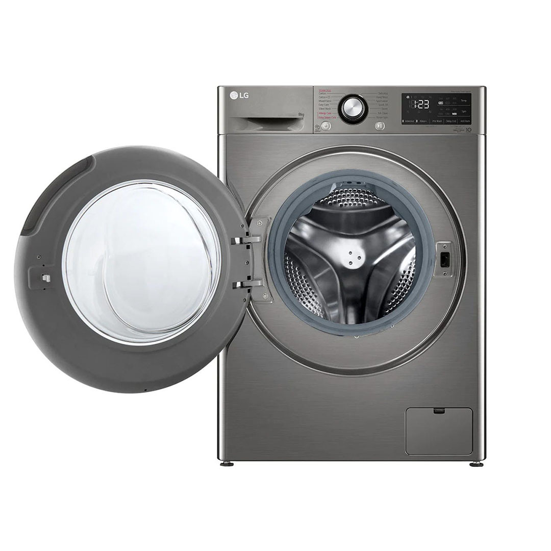 غسالة ملابس اوتوماتيك ال جي تحميل امامي - 8 كجم - فضي - F4R3TYG6P