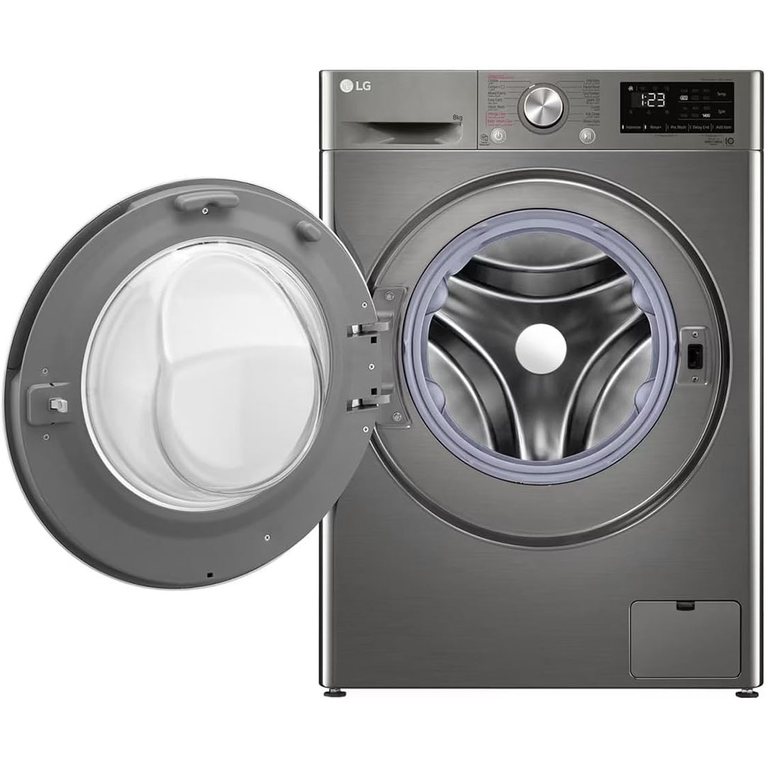 غسالة ملابس ال جي فول اوتوماتيك بتقنية الانفرتر تحميل امامي - 8 كجم - فضي - F4R3TYGCP