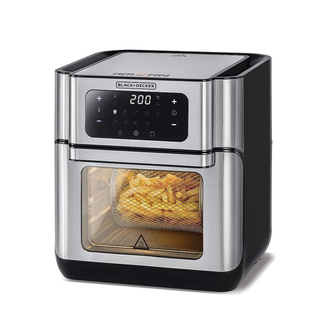 AOF100-B5 قلاية هوائية بفرن بلاك اند ديكر - 12 لتر - أسود/فضي