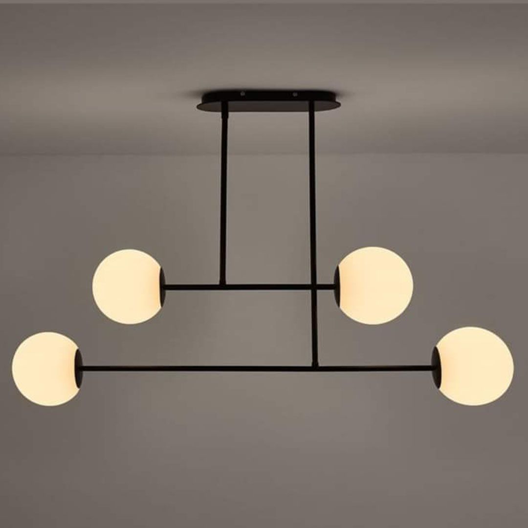 نجفة تاج رباعية مسطرة - أسود