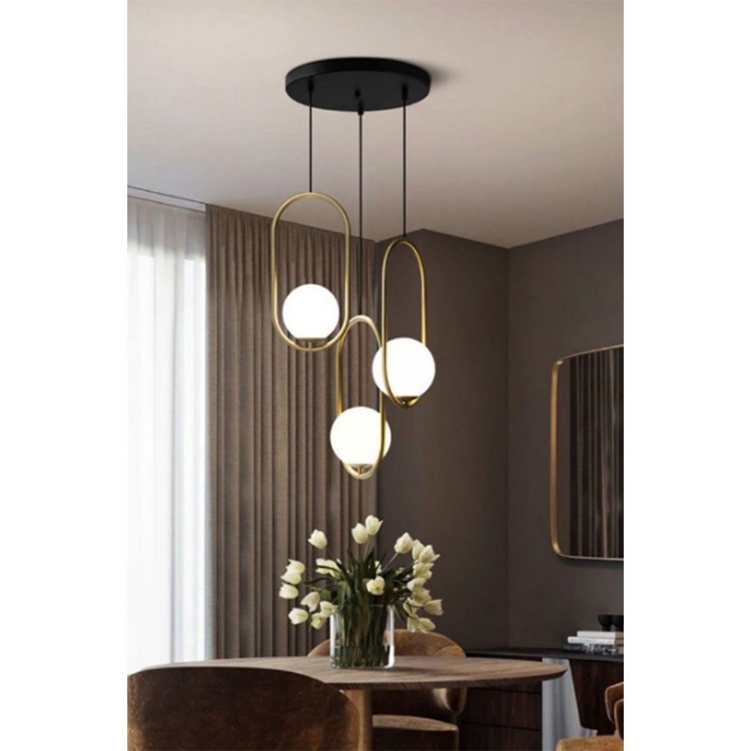 نجفة بلور بيضاوية - ذهبى/أسود