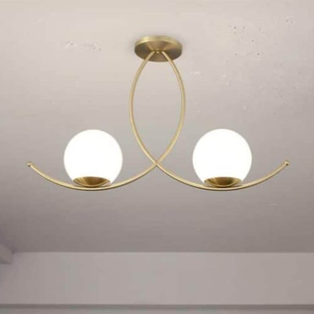 نجفة معدنية شكل أقواس - 2 لمبة - ذهبى