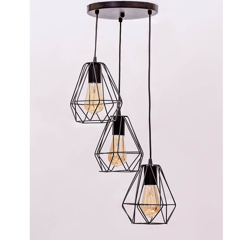 نجفة ثلاثية دائرية - أسود